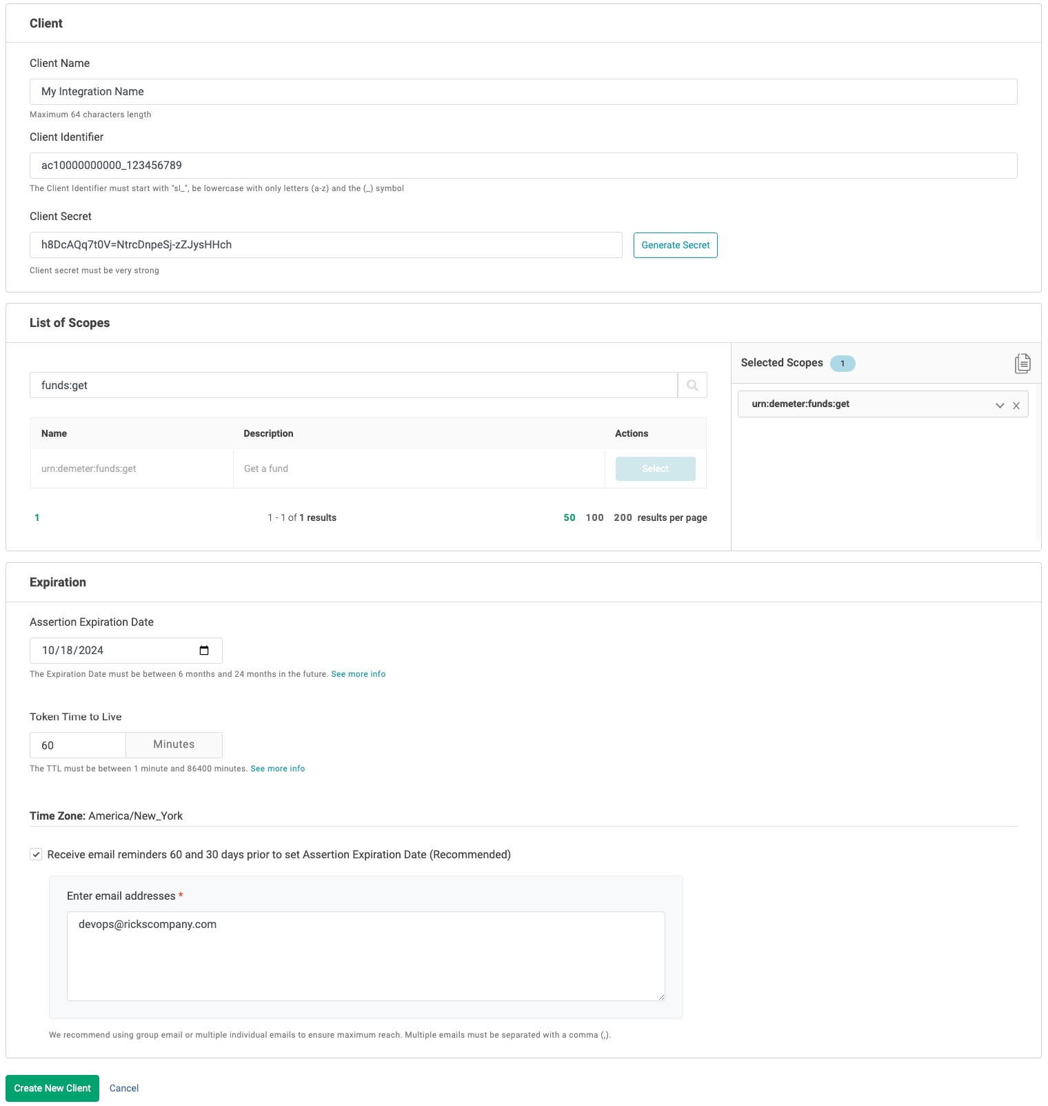 Create New API Client